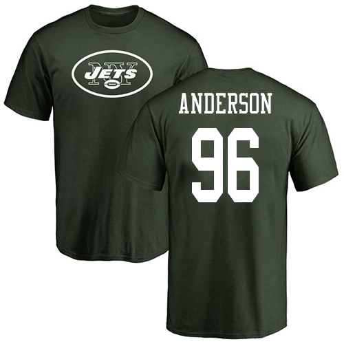 New York Jets Men Green Henry Anderson Name and Number Logo NFL Football #96 T Shirt->new york jets->NFL Jersey